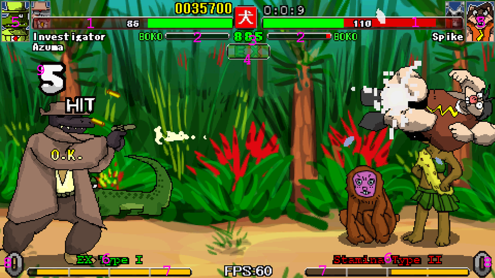 The game's hud in an Arcade-mode match.