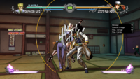 Polnareff's Standing Heavy Attack (Stand Off) scoring a Counter Hit.